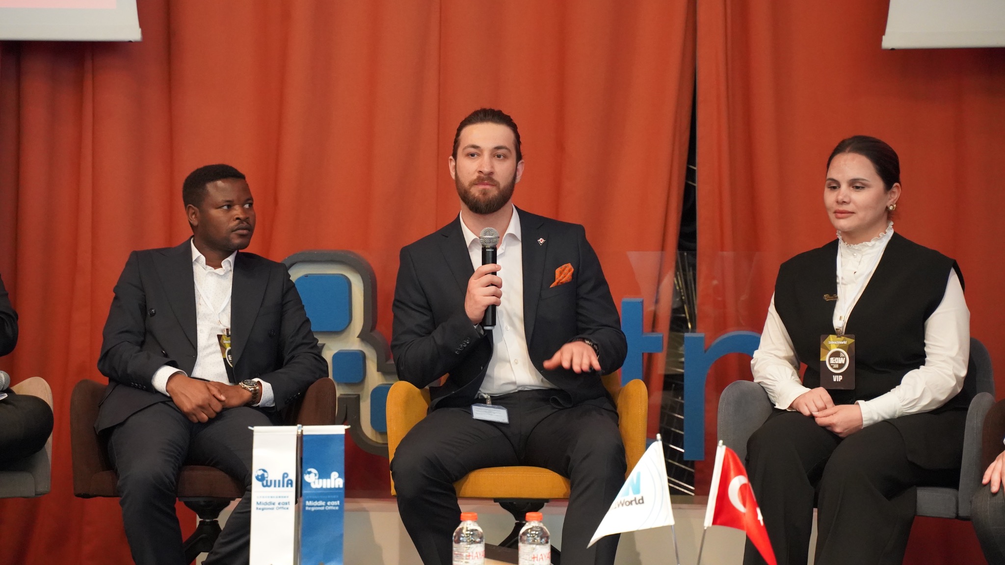 International guest speaking during a panel